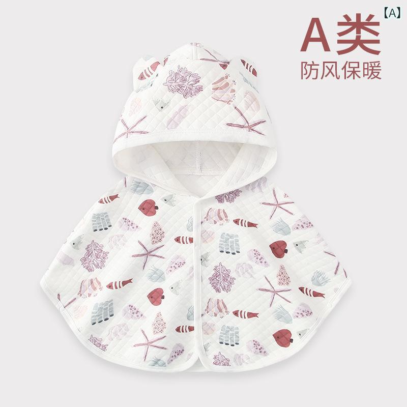 clearstoreのベビー服 ポンチョ 春秋 男の子 女の子 防風 綿100% かわいい 花柄 アニマル柄 裏地付き 柔らかい 快適 普段使い お出かけ｜アングル2