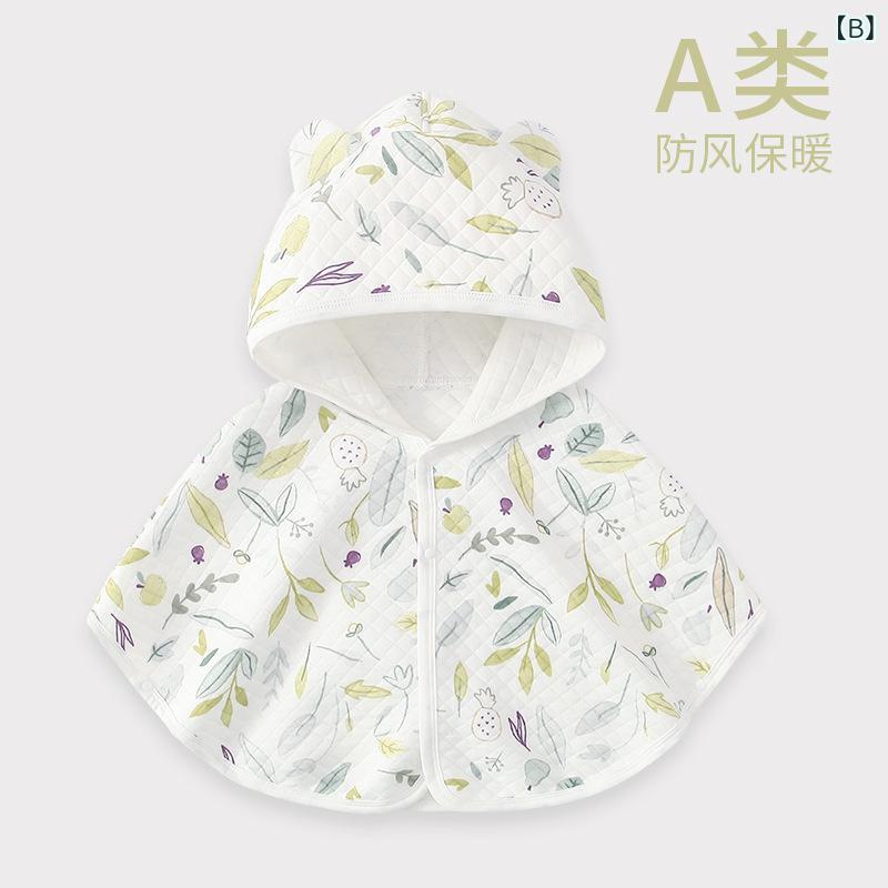 clearstoreのベビー服 ポンチョ 春秋 男の子 女の子 防風 綿100% かわいい 花柄 アニマル柄 裏地付き 柔らかい 快適 普段使い お出かけ｜アングル3