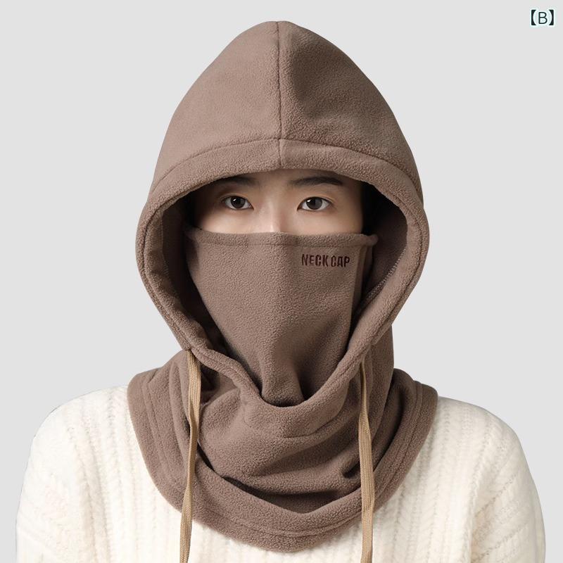ネックウォーマー 男性用 防寒 フェイスカバー イヤーウォーマー 帽子 一体型 伸縮性 ポリエステル ベージュ ブラウン ブラック 暖かい 普段使い アウトドア 3