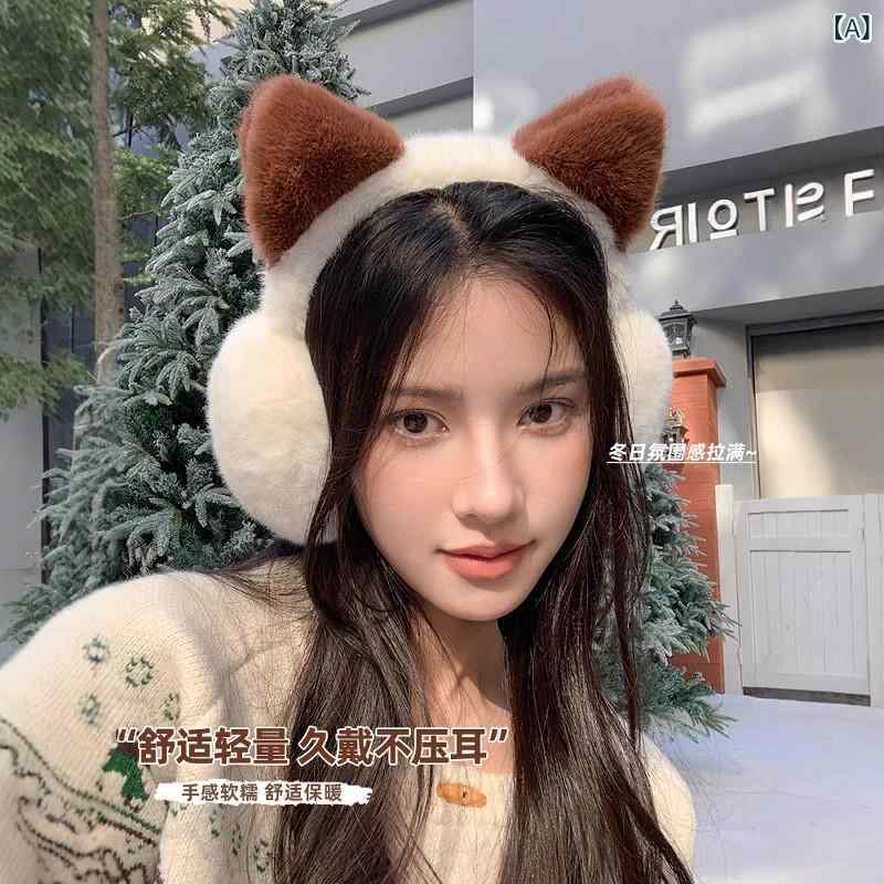 clearstoreのイヤーマフ レディース かわいい 狐 キツネ 猫耳 ネコ耳 防寒 保温 イヤーウォーマー ふわふわ もこもこ あったか グッズ 秋冬｜アングル2