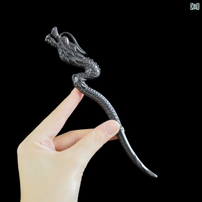 ヘアアクセサリー レディース 簪 かんざし 紫檀 シタン 木製 ウッド ドラゴン 龍モチーフ エスニック アジアン 和装 着物 浴衣 ヘアスティック