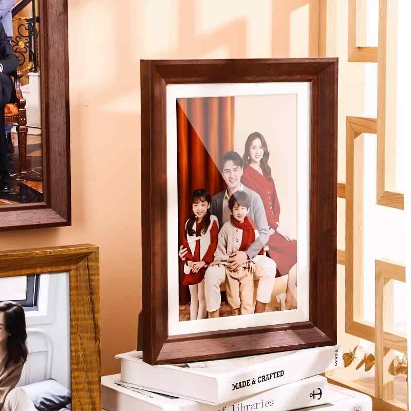 フォトフレーム 木製 写真立て 壁掛け 卓上 全家福 結婚祝い 原木色 花梨木 リビング 寝室