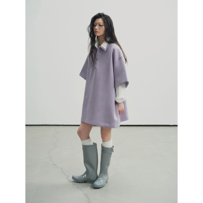 Polo Shirt - ポロシャツ レディース 半袖 ゆったり かわいい トップス カットソー 綿 ブラック 無地 普段使い