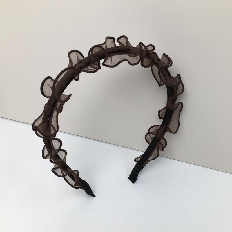 ヘアバンド レディース ヘアアクセサリー ギャザー メッシュ 韓国風 かわいい エレガント 上品 ヘッドバンド 黒 ブラック ブラウン