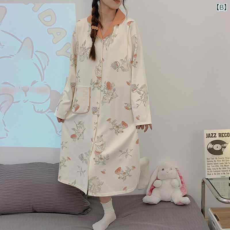 マタニティ パジャマ 綿 長袖 ワンピース 授乳服 春夏 薄手 産前 産後 L XL 2XL 3XL