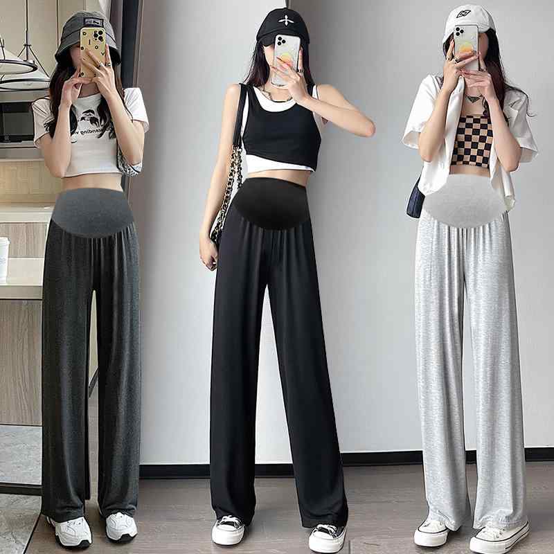 マタニティパンツ レディース モダール 接触冷感 ワイドレッグパンツ ゆったり 妊婦服 ズボン ロングパ..