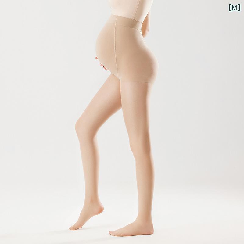 clearstoreのマタニティ レディース タイツ レギンス トレンカ 秋冬 高機能 薄手 伸縮性 妊婦 産前産後 ヨガ 黒 ベージュ 肌色｜アングル2