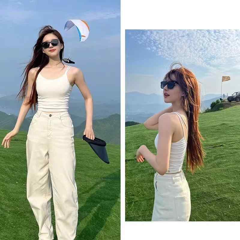 キャミソール レディース 女性用 コットン トップス インナー ブラトップ パッド付き 通気性 美背 吸汗 ずれ防止 ショート丈 黒 白 灰色