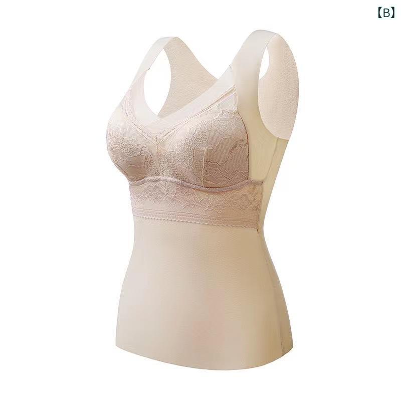 インナー レディース 女性用 防寒肌着 裏起毛 レース Vネック ブラトップ 一体型 あったかインナー トップス 無地 ブラック ベージュ キャメル ネイビー グレー ブラウン レッド L XL 2L 3L 4L