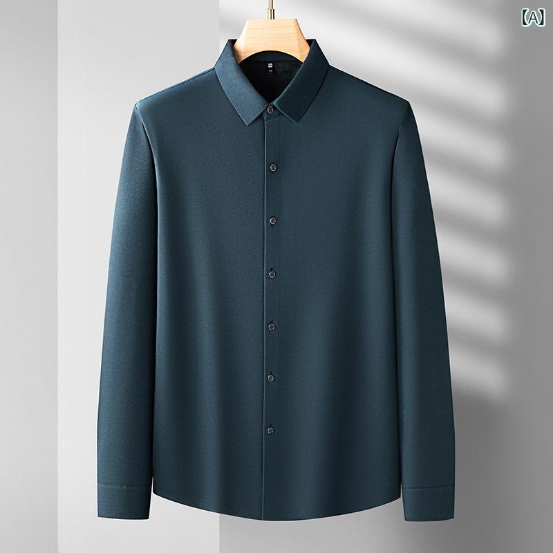 シャツ 男性用 秋冬 長袖 裏起毛 大きいサイズ 3L 4L 5L 6L 7L ゆったり 普段使い 運動着 部屋着 ポリエステル 混紡 無地 襟付き 前開き 緑 黒 赤