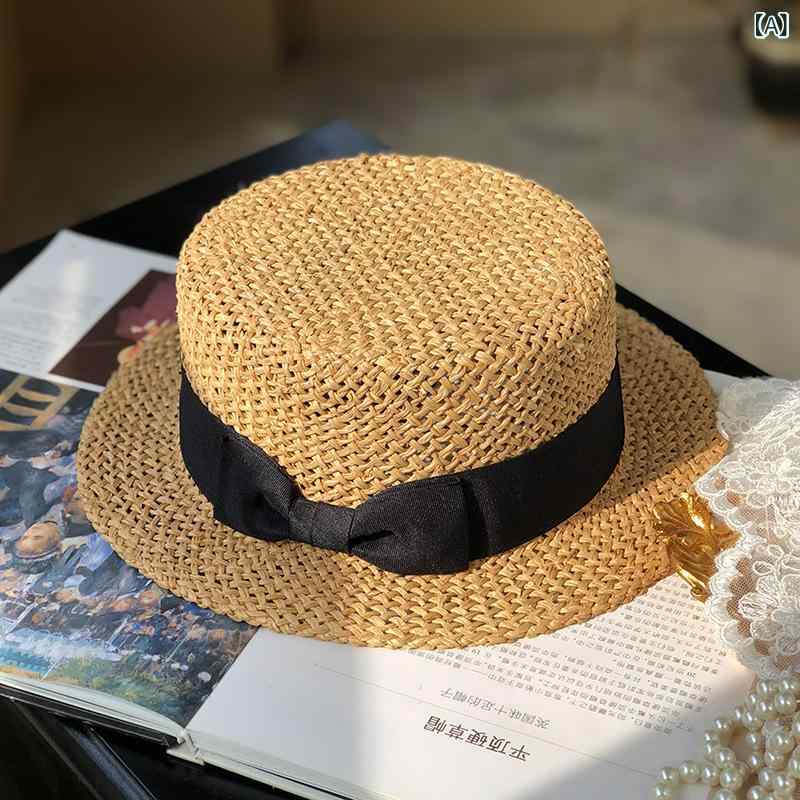 乐天商城 - 麦わら帽子 レディース 小つば フレンチブリティッシュスタイル ハット 草編み 蝶結び 春夏 UVカット 日焼け防止 紫外線対策 普段使い 旅行 リゾート2