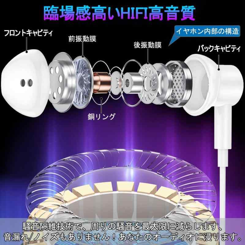 xunbida イヤホン 有線イヤホン マイク付き 3.5mmジャック 【音質強化バージョン】 磁気設計 絡み防止 いやほん カナル型 イヤホンマイク 音量調整 通話対応 ノイズキャンセリング テレワーク/ clearstore2024-10291932 clearstore サンプル画像2