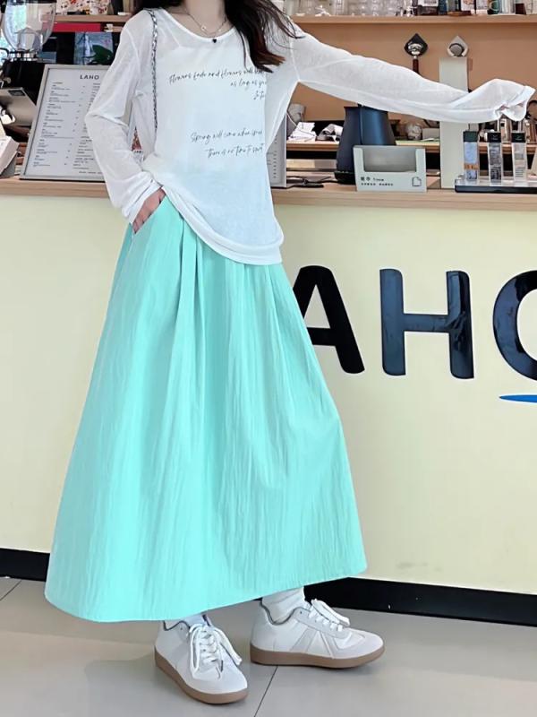 樂天商城 - スカート レディース 春夏 フレアスカート Aライン ひざ丈 ミモレ丈 膝下 きれいめ 上品 おしゃれ かわいい 無地 黒 グレー ベージュ 伸縮性