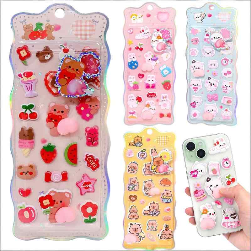 おしりぷにぷにシール 動物 ぷっくりシール かわいい ぷにぷに 3dステッカー 立体 1/2/4枚セット スクイーズ ごほうび ステッカー 多機能 子供 大人用 デコレーション DIY 手帳・水筒・スマホ clearstore2024-10435704 clearstore サンプル画像3