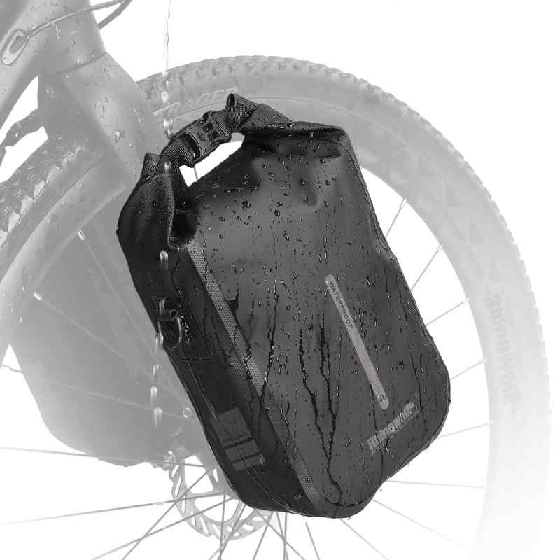 樂天商城 - Rhinowalk 自転車フォークパック 防水 フロントフォーク用防水バッグ 軽量 クィックリリース ワンタッチで着脱 取り付け簡単 専用マウント付き ショルダーベルト付き