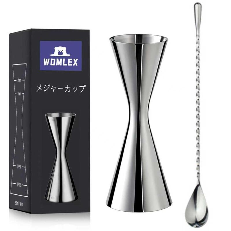 WOMLEX メジャーカップ 目盛り付・バースプーン ダブルヘッド 計量カップ オンスカップ カクテル計量カップ ワイン刻みカップ 一体型ステンレス鋼 clearstore2024-10310145 clearstore サンプル画像3