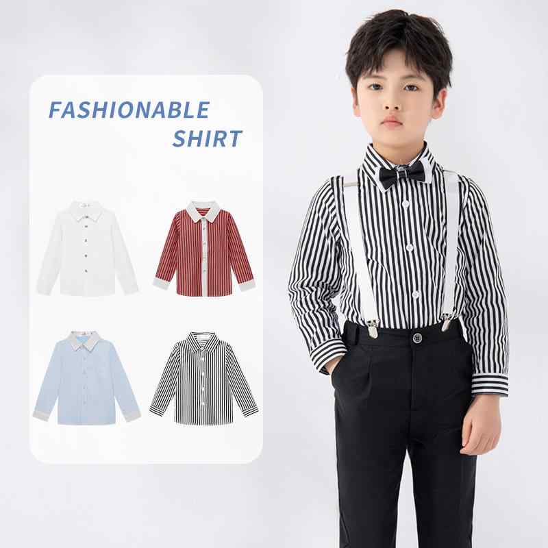 子供服 シャツ 男の子 ストライプ トップス 長袖シャツ ブラウス 厚手 コットン 春秋冬 90cm 100cm 110cm 120cm 130cm 140cm 150cm 160cm 170cm 180cm