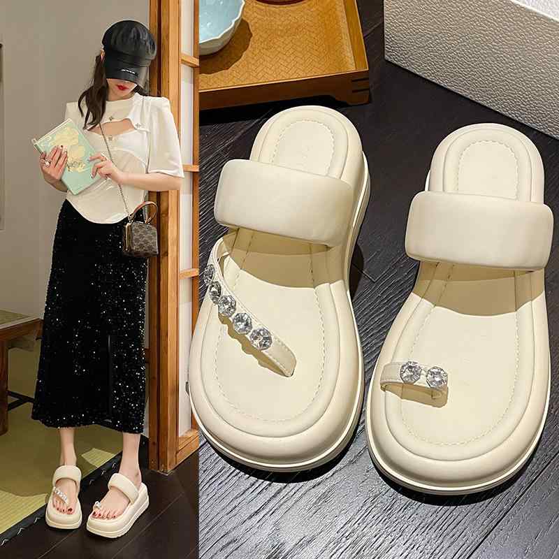 サンダル レディース 厚底 水晶 ジルコニア トングサンダル 軽量 外履き 普段使い ...