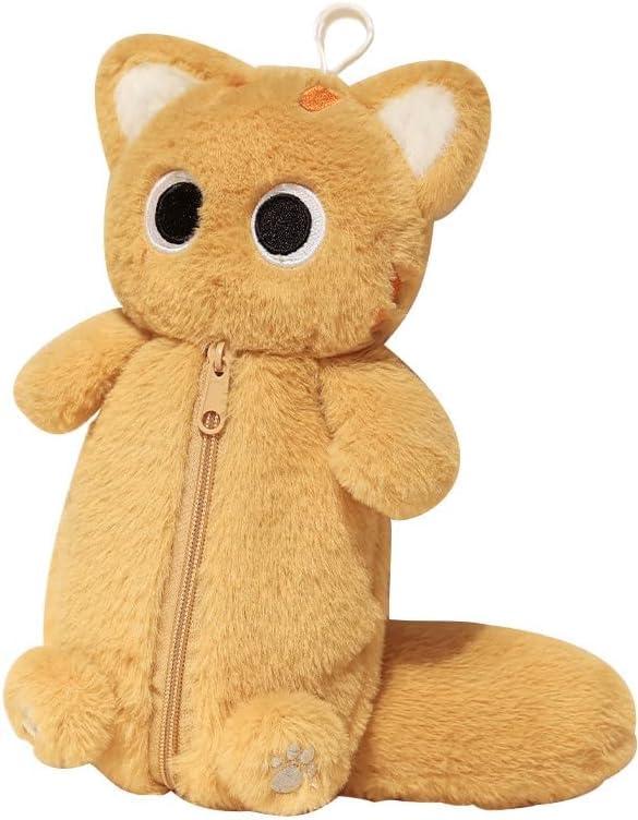 UOPR ペンケース 猫 筆箱 ぬいぐるみ ねこ ペンポーチ 大容量 可愛い アニマル ふでばこ 鉛筆 筆入れ 高校生 小学生 女の子 男の子本体サイズ：約35×15cm。主な材料・原料：ポリエステル。模造ウサギ毛生地、柔らかい感触、良好な耐久性。ふわふわ手触りのぬいぐるみ形状のペンケース。ファスナー式開閉ぬいぐるみ筆箱。フック設計で収納が便利に。ジッパーデザイン、開くとすぐに使用でき、便利で迅速です。おしゃれな猫のぬいぐるみペンケースです。小学生から大人まで使用でき、鉛筆消しゴムなどの文房具やその他の化粧小物を保管することができます。入学、進学、誕生日のプレゼントとしても最適です。子供たちは可愛い猫の筆箱が大好きです。それ以来、小学生は勉強に興味を持つようになります。