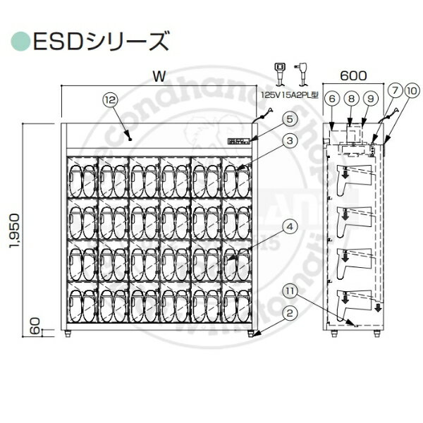 オゾン殺菌庫 長靴差込型 ESD-410型 乾...の紹介画像2