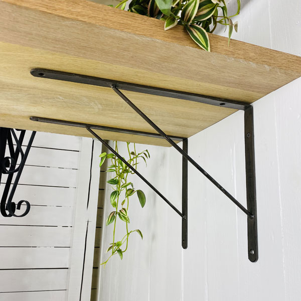 アイアン 棚受け Lサイズ こげ茶色 飾り棚 ブラケット Iron shelf brackets シンプル ナチュラルデザイン 2個セット