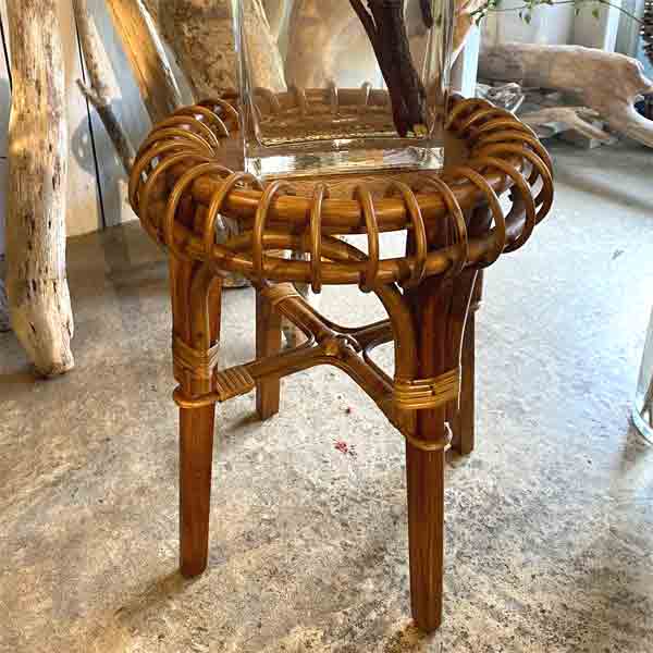 ラタン サイドテーブル 幅40×高さ48cm テーブル ソファサイド ベッドサイド cafe カフェ おしゃれ 木製..