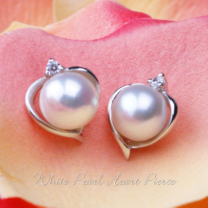 【20%OFFタイムセール】真珠 ピアス パール ホワイト パール ハートピアス 卒業式 入学式 プレゼント金属アレルギー 対応 あこや 花珠 国産 クリスマス...