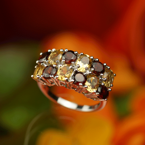 指輪 /シトリーン & ガーネット スモーキー リング ギフト【レディース】 プレゼント クリスマス プレゼント 誕生日プレゼント 女友達 ギフト 結婚記念日 ...