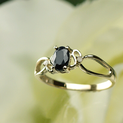 指輪 /ブラックサファイア&ダイヤモンド リング / K10YG 【サファイア】【指輪】 母の日 誕生日プレゼント 女友達 ギフト 結婚記念日 【日曜営業】【優宅】 【P】