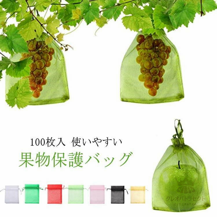 果樹袋 ぶどう りんご袋 防虫 ネット 保護ネット ぶどう袋 100枚入 果物保護バッグ 果物ネット 鳥よけ..