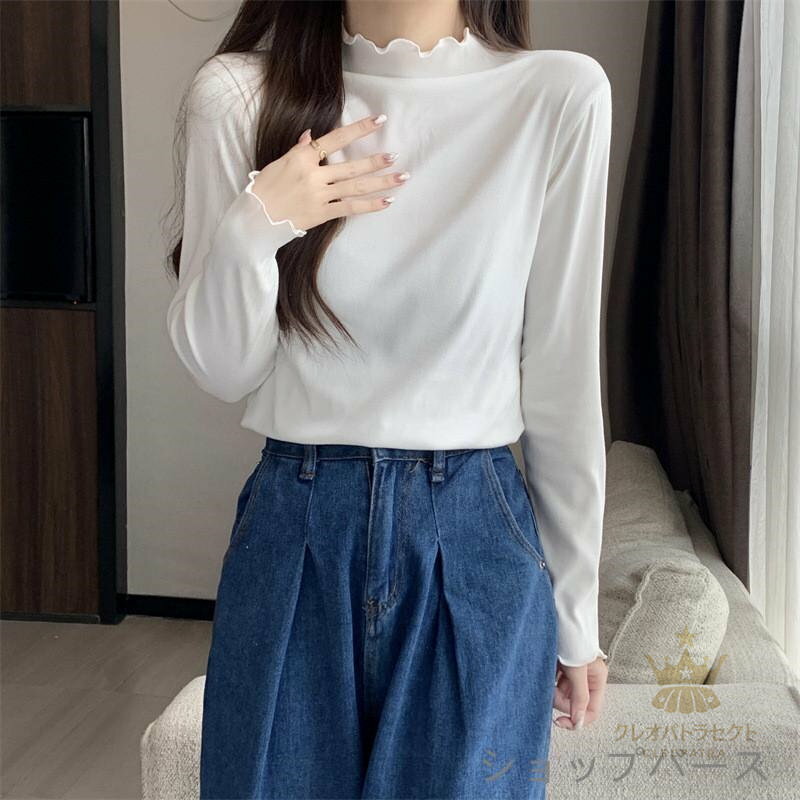【クーポンで10％オフ】Tシャツ レディース ヒートテック カットソー 長袖 裏起毛 裏ボア 暖かい トップス ハイネック インナー 重ね着 レイヤード 秋 春 冬