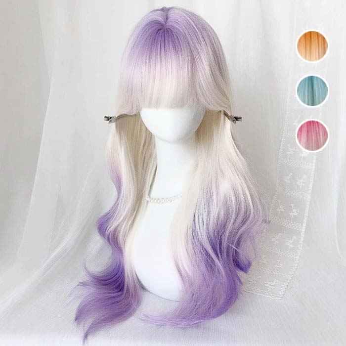 商品名 かつら 髪飾りは付きません。 色 パープル　オレンジ　ピンク　ブルー サイズ 約65cm 素人採寸若干の誤差がある場合がございます。 素材 合成繊維 ご了承いただきたいこと ※サイトに掲載の商品は、撮影の環境とモニター環境により、実際の物と素材感・色味いが多少異なる場合がございます。 ※モデル使用の撮影道具等商品に含めておりません（小物ある場合、内容を明記致します）。 ※大量生産による生産過剰と在庫管理の条件により、細かいキズや汚れ付くことがございます。完璧な商品をお求めのお方と細かい部分をお気になさるお方は、ご購入を慎んでください。 ※取寄品、輸入品、工場大量生産の商品の為、日本製より縫製荒いとほつれ等が生じている場合がございますのであらかじめご了承くださいませ。 ※都合により電話に出られない場合メールでご連絡いただければ幸いです。 ※在庫は複数店舗共有しております為、またメーカさんが急に生産中止による在庫更新遅れることがございます。メールか電話でご連絡致します。どうかご容赦ください。 ※お届けした商品に不備があった場合、一週間以内ご連絡ください。確認後速やかに交換か返品対応致します、返品に関しては原則として連絡なしの返品は対応致しません、ご理解いただきますようお願い申し上げます。 ※お客様都合の返品は受付ない場合がございます（特に舞台衣装、ダンス衣装、道具等。またイメージ違い）。また返品か交換に往復の送料が生じる場合がございます。 ※他に不明点がございましたら、お問い合わせください。
