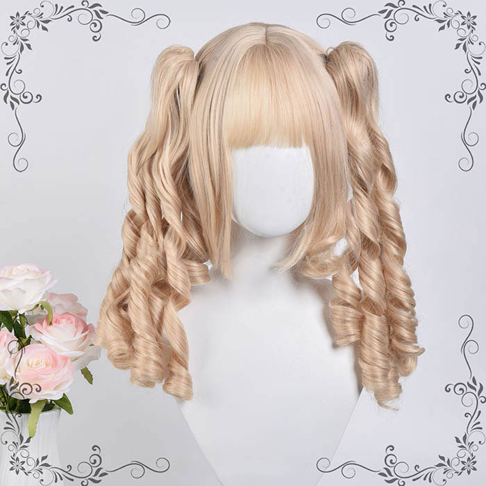 Rakuten - ウィッグ lolita 短髪 ツインテール フルウィッグ 巻き毛 ロリータ風 原宿風 可愛い かつら ぱっつん前髪 ブラウン レディース コスプレウィッグ 耐熱ウィッグ コスチューム 仮装 大人 かわいい メイド ロリータ ハロウイン コスチューム 変装 パーティー コスプレ 写真撮影