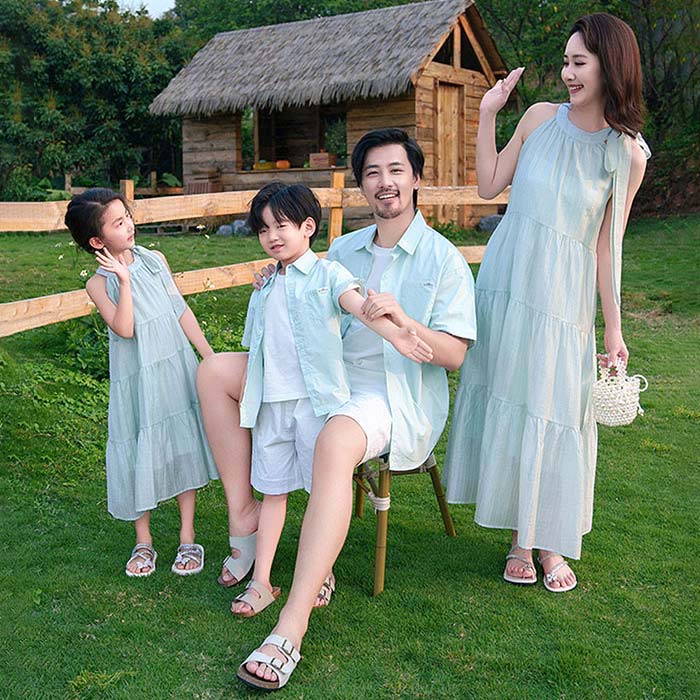 親子 ペアルック ホルターネックドレス ワンピース 袖なし シャツ 前開き 半袖 ショートパンツ 夏服 親子コーデ 親子ペア 夏 家族お揃い ブランド 大人 子供 親子お揃い 夫婦 カップル 家族ペア プレゼント 男の子 可愛い 女の子 母の日 父の日 旅行 ビーチ 普段着 家族写真