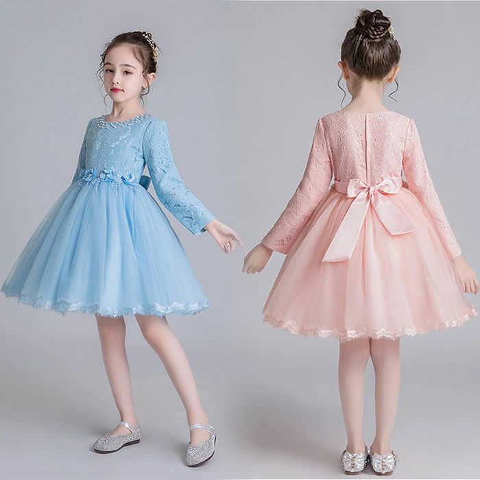 子供ドレス フォーマルワンピース 子ども服 ワンピース 可愛い女の子 舞台衣装 キッズ ガールズ 長袖 レース 総柄 花柄 蝶結び チュールスカート 入園式 入学式 文化祭 学園祭 イベント 結婚式 誕生日 プレゼント パーティー ドレス お姫様 プリンセス 記念写真撮影 おしゃれ