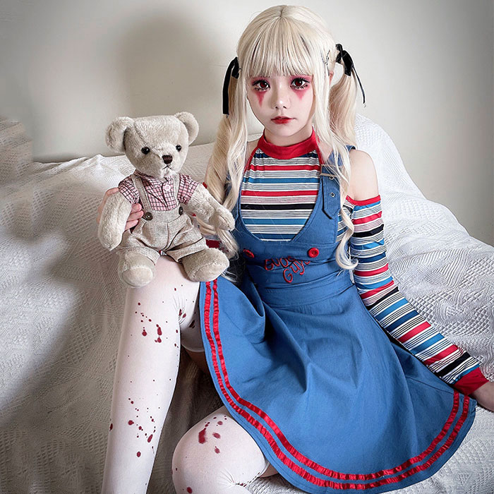 ハロウイン コスプレ衣装 ピエロ レディース メイド服 ウェイトレス コスチューム ...
