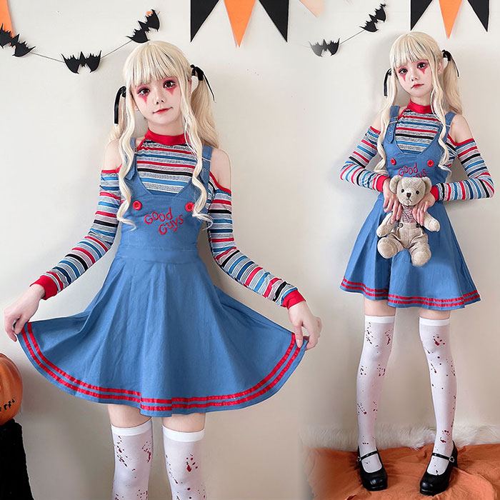 ハロウイン コスプレ衣装 ピエロ レディース メイド服 ウェイトレス コスチューム ...