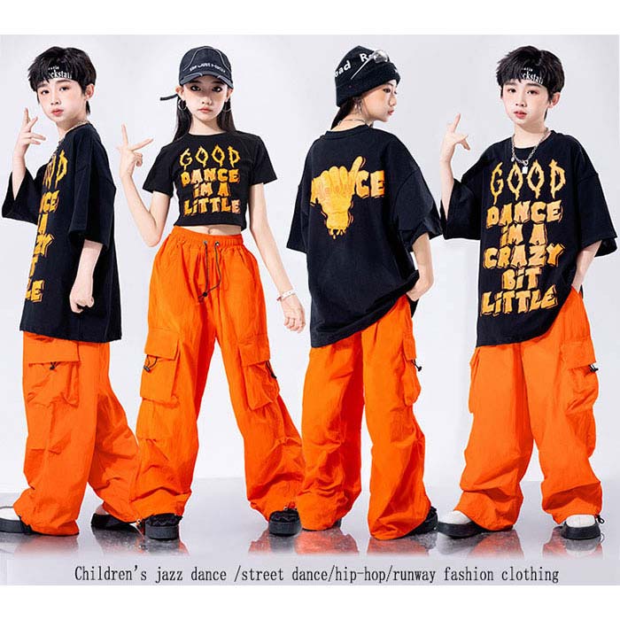 Top & Bottom Sets - 子ども服 ジャズダンス衣装 シャツ カーゴパンツ ヒップホップ セットアップ 帽子 夏 キッズ ストリートダンス衣装 ジャズダンス 韓国 k-pop 練習着 団服 応援 個性派 男の子 女の子 ダンス 衣装 ワイドパンツ 可愛い かっこいい おしゃれ 派手 運動会 発表会 演出服