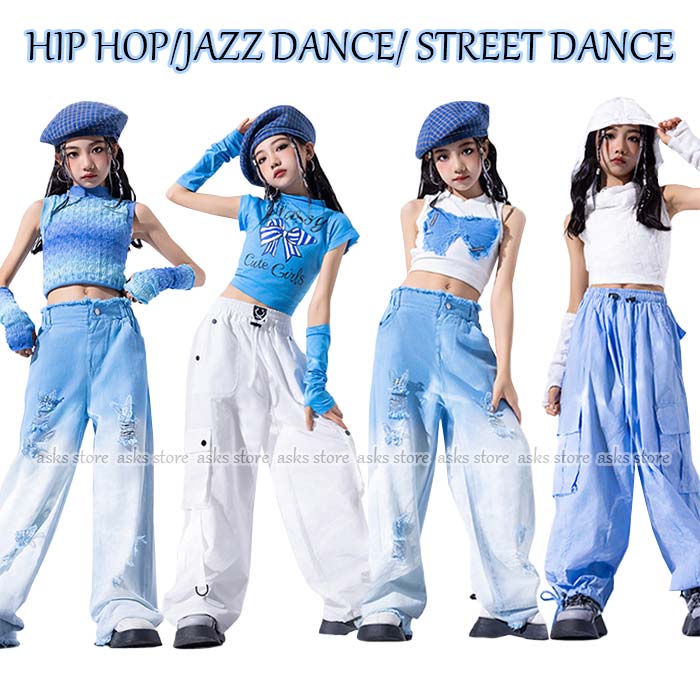 キッズジャズダンス衣装 女の子 4つタイプ タンクトップ tシャツ カーゴパンツ デニムパンツ グラデーション 子ども 普段着 セットアップ jazz 韓国風 チア へそ出し サルエルパンツ ジャズ ヒップホップ k-pop 発表会 演出服 団体服 練習着 原宿系 派手 おしゃれ かっこいい