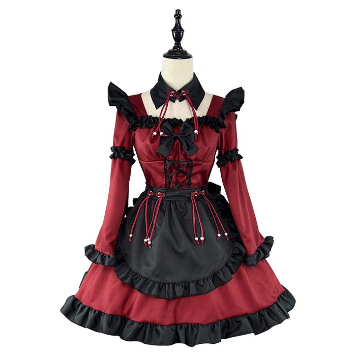 Rakuten - メイドドレス ワンピース メイド服 レディース 長袖 ゴスロリ ゴシック クリスマス チャイナ風ワンピース 小悪魔 コスプレ 仮装 スクエアネック ウェイトレス コスチューム セクシー サンタコス ハロウィン 大人 女性 魔女 可愛い 魔法使い 学園祭 Cosplay 喫茶店 ドレス