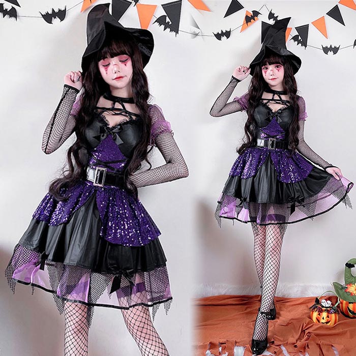 商品名 ハロウインコスプレ衣装 色 パープル サイズ M：バスト84cmウエスト76cm袖丈68cm着丈82cm L：バスト88cmウエスト80cm袖丈69cm着丈84cm XL：バスト92cmウエスト84cm袖丈70cm着丈86cm 素人採寸若干の誤差がある場合がございます。 素材 ポリエステル ご了承いただきたいこと ※サイトに掲載の商品は、撮影の環境とモニター環境により、実際の物と素材感・色味いが多少異なる場合がございます。 ※モデル使用の撮影道具等商品に含めておりません（小物ある場合、内容を明記致します）。 ※大量生産による生産過剰と在庫管理の条件により、細かいキズや汚れ付くことがございます。完璧な商品をお求めのお方と細かい部分をお気になさるお方は、ご購入を慎んでください。 ※取寄品、輸入品、工場大量生産の商品の為、日本製より縫製荒いとほつれ等が生じている場合がございますのであらかじめご了承くださいませ。 ※都合により電話に出られない場合メールでご連絡いただければ幸いです。 ※在庫は複数店舗共有しております為、またメーカさんが急に生産中止による在庫更新遅れることがございます。メールか電話でご連絡致します。どうかご容赦ください。 ※お届けした商品に不備があった場合、一週間以内ご連絡ください。確認後速やかに交換か返品対応致します、返品に関しては原則として連絡なしの返品は対応致しません、ご理解いただきますようお願い申し上げます。 ※お客様都合の返品は受付ない場合がございます（特に舞台衣装、ダンス衣装、道具等。またイメージ違い）。また返品か交換に往復の送料が生じる場合がございます。 ※他に不明点がございましたら、お問い合わせください。