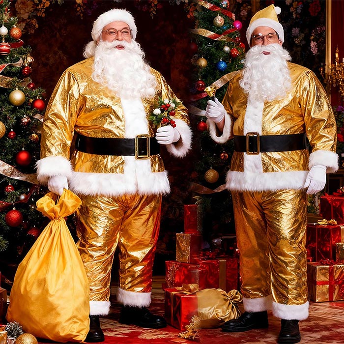 サンタクロース メンズ サンタ コスプレ 衣装 キラキラ クリスマス コスチューム 仮装 サンタクロース セットアップ 男性用 サンタコス..