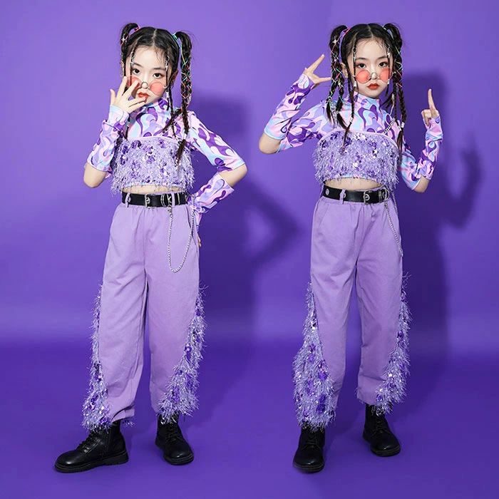ダンス衣装 女の子 ヒップホップ 上下セット ジャズダンス ブラウス キャミソール パンツ スパンコール キッズ服 ストリートダンス 子供服 へそ出し キラキラ ダンス舞台服 韓国子供 ジュニア 子ども JAZZ HIPHOP ステージ衣装 発表会 イベント チアダンス 団体服 110-180