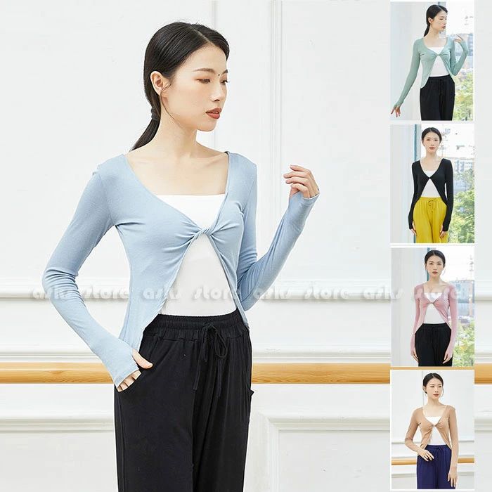 ダンストップス 5色 長袖 ブラウス Vネック レディース ダンスレッスン着 古典ダンス衣装 ヨガウェア バレエ用品 バレリーナ バレエトップス モダンダンス 社交ダンス 練習着 舞台演出服 ヨガ服 着痩せ 柔らか セクシー ブラック ブルー ピンク グリーン キャメル SMLXL2XL