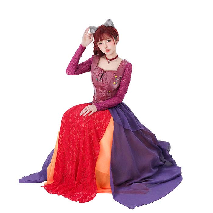 魔女衣装 セットアップ ハロウィン衣装 魔女 吸血鬼 コスプレ 衣装 長袖 レース スカート チュール 配色 コスチューム 仮装 中世 宮廷風 悪魔 カーニバル 巫女 大人用 女王様 コス 女性 お化け 余興 レディース お姫様 文化祭 魔法使い 小悪魔 デビル ハロウイン パーティー - 2