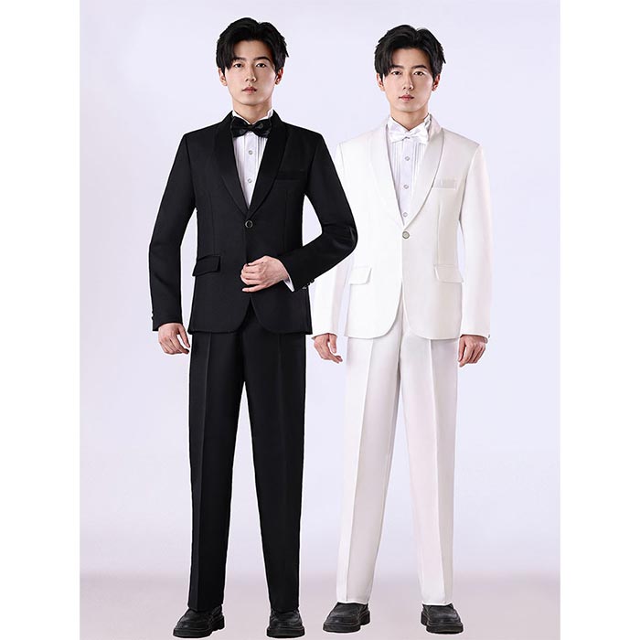 Rakuten - メンズスーツセット 結婚式 礼服 ウェディング 男性ト ステージ衣装 フォーマルスーツ ジャケット パンツ 蝶結び 上下セット メンズ スーツ 合唱団体服 舞台演出服 演奏会 文化祭 学園祭 撮影 合唱 司会者 コスプレ パーティー イベント 発表会 衣装 成人式 イベント衣装