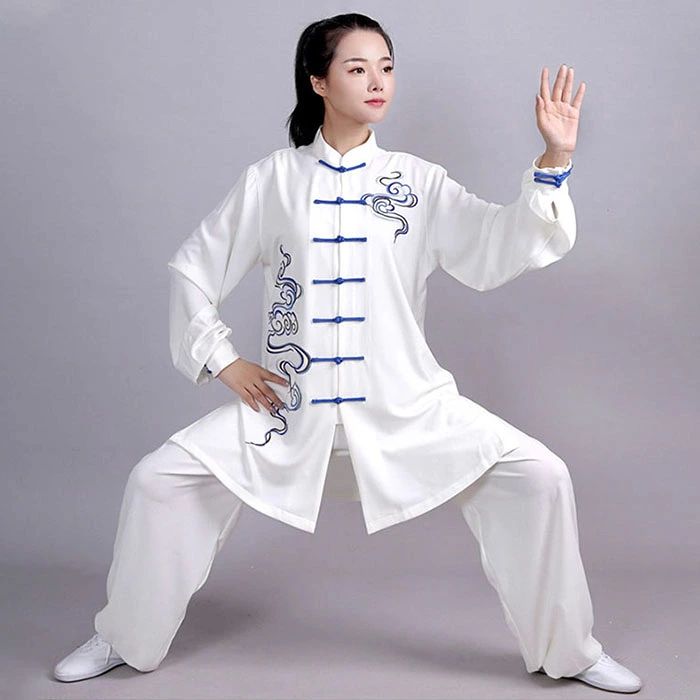 太極拳 服 男女兼用 練功服 太極拳ウェア 長袖 上下セット カンフーウェア 祥雲柄 ...