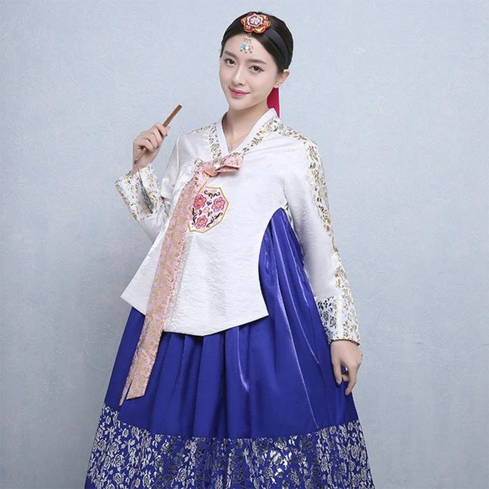 Rakuten - 【クーポンで10％オフ】チマチョゴリ 上下2点セット 韓国服 韓国民族衣装 韓国ドレス 刺繍 ロング丈 ステージワンピース 撮影演出舞台服 学園祭 二次会 コスプレ コスチューム 衣装 S M L XL