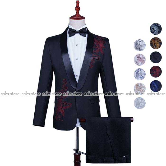 メンズステージスーツ キラキラ 10色 ジャケット パンツ スパンコール 鶴 礼服 紳士用 結婚式 歌手 司会者 発表会 イベント 舞台衣装 団体服 合唱団 宴会 コンサート ダンス衣装 忘年会 カラオケ衣装 演出服 大人用 男性 演出衣裳 記念写真 パーティー おしゃれ