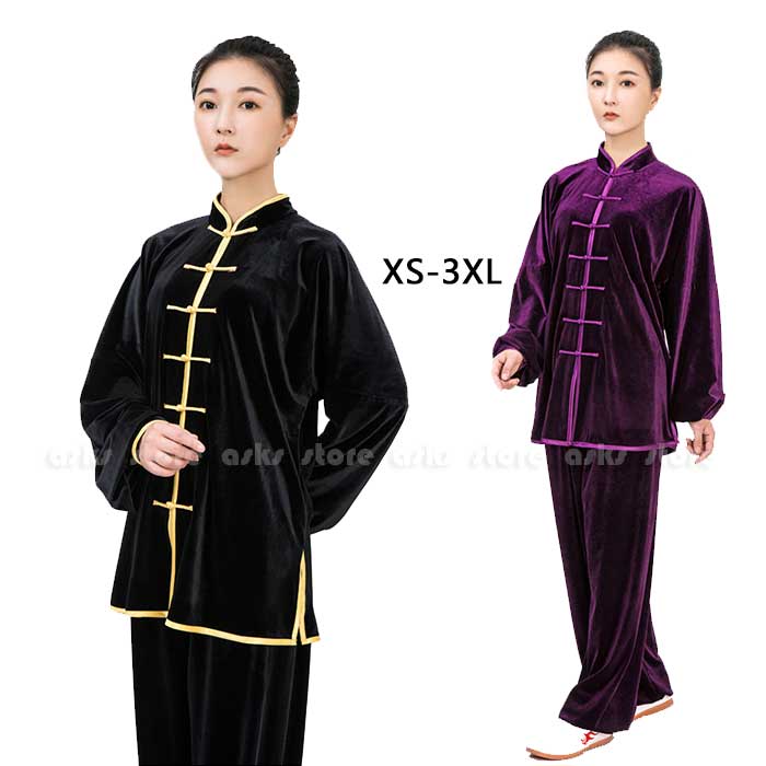 太極拳ウェア 全5色 男女兼用 太極拳服 上下2点セット ベロア素材 レディース メンズ 前開き 長袖 練習着 表演服 男女兼用 カンフー服 トップス パンツ 春 秋 冬 太極拳 ウェア 服 拳法 武術 功夫 練習 スポーツ用品 気功 演武 表演 柔らかい